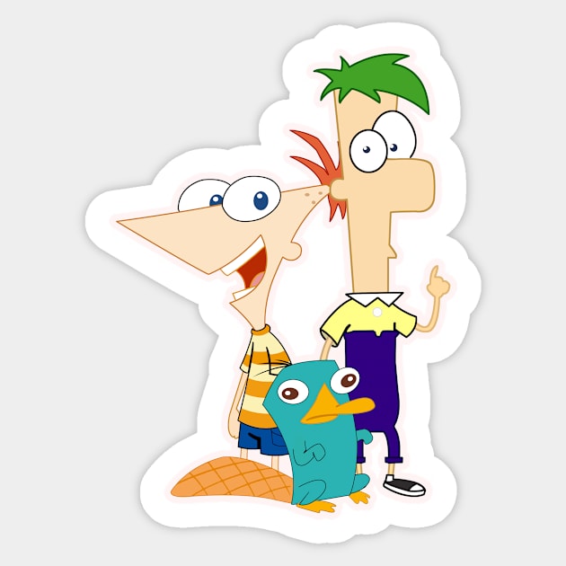 P, F and Perry the Platypus Sticker by LuisP96